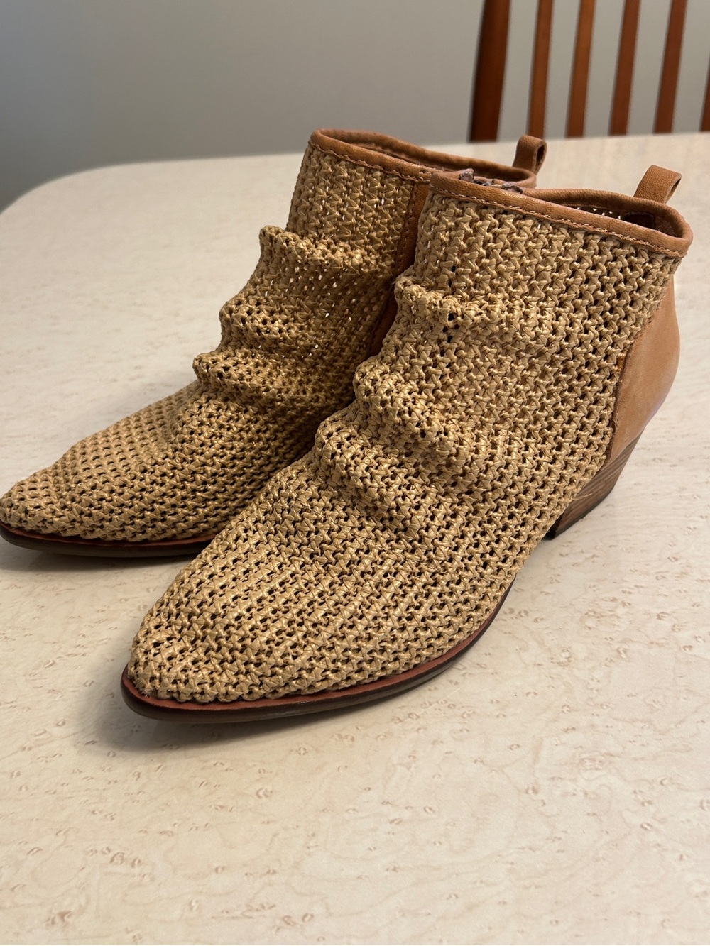Kelsi Dagger Woven Tan Ankle Boots